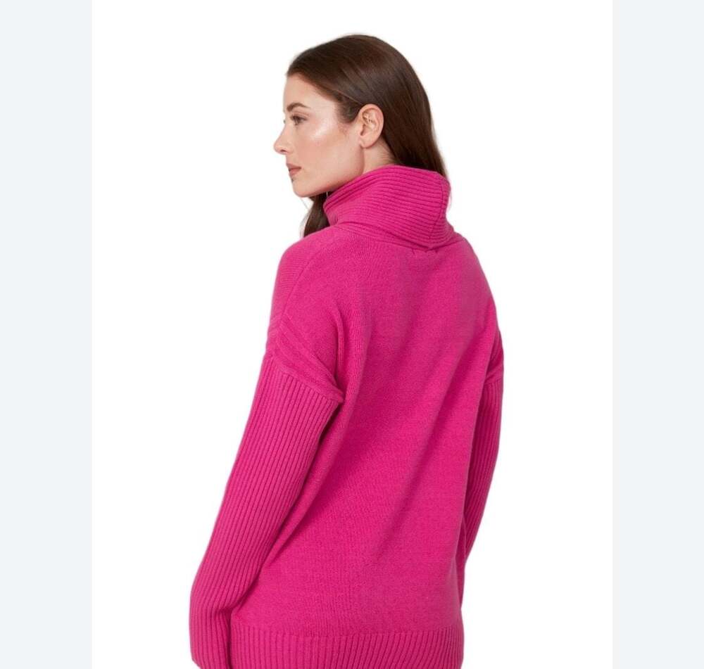 Chico's Hot Pink Ribbed Turtleneck Sweater